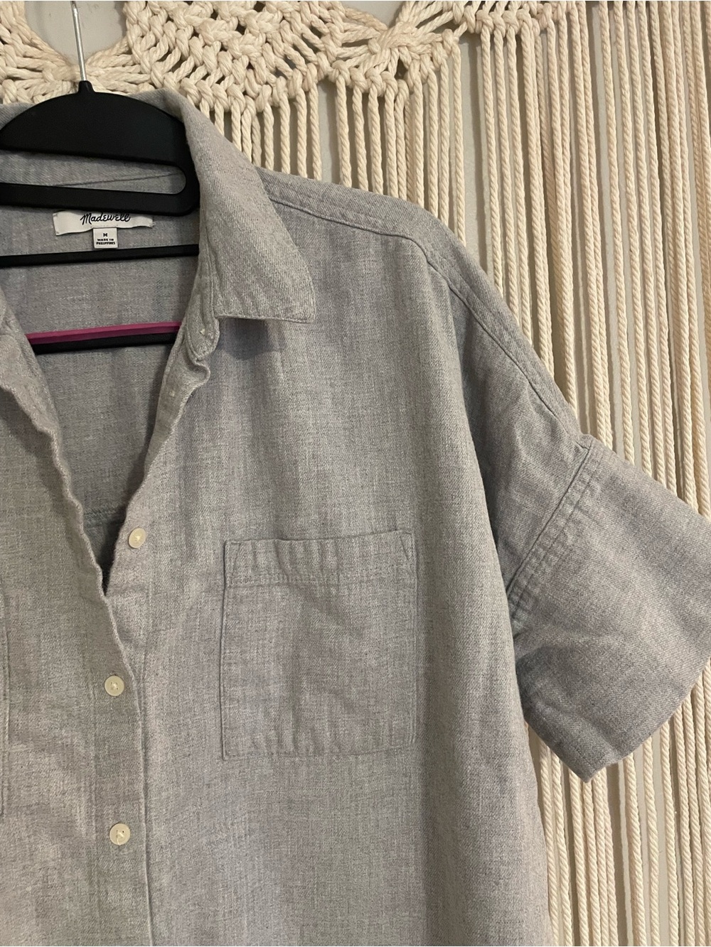 Madewell Gray Short Sleeve Button-Down Shirt - Picture 2 of 8